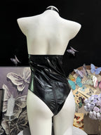 O-Ring Choker Caged Patent Leather Bodysuit Teddy