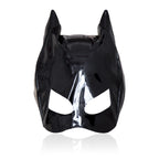 Black glossy full-head cat-ear mask shown from the front