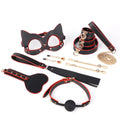 8-Piece PU Leather Bondage Set with Cat Mask