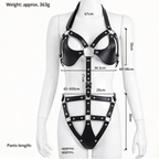 Black Cutout Harness Bodysuit with Ring Details