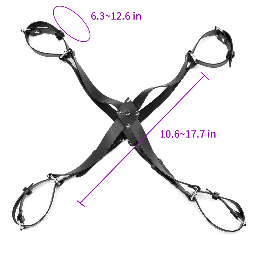 Harness size diagram showing arm-band circumference 6.3 to 12.6 inches and strap length 10.6 to 17.7 inches