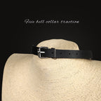 Black adjustable collar with five silver-tone hanging bells