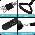 Close-up of non-slip handles, adjustable clasps, reinforced belt, and sturdy metal clips