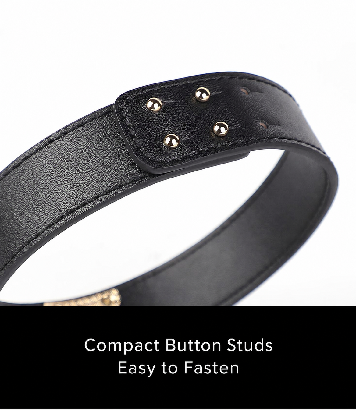 Black PU leather adjustable strap with compact button studs