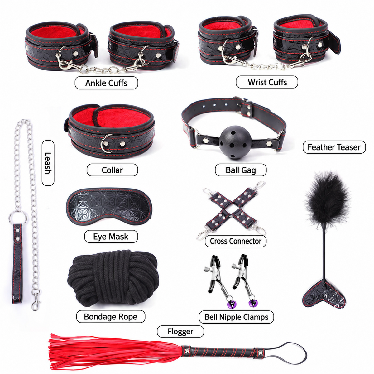 Complete Patent Leather Bondage Accessory Kit