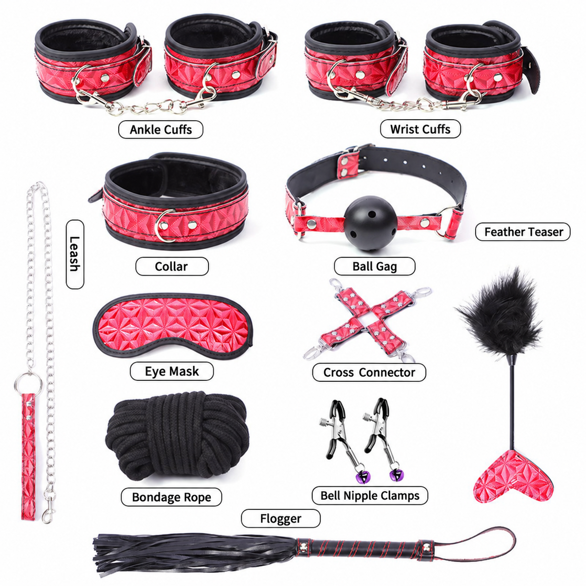 Complete Patent Leather Bondage Accessory Kit