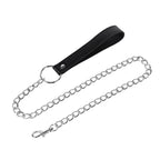 Black five-bell collar with detachable silver-tone chain leash