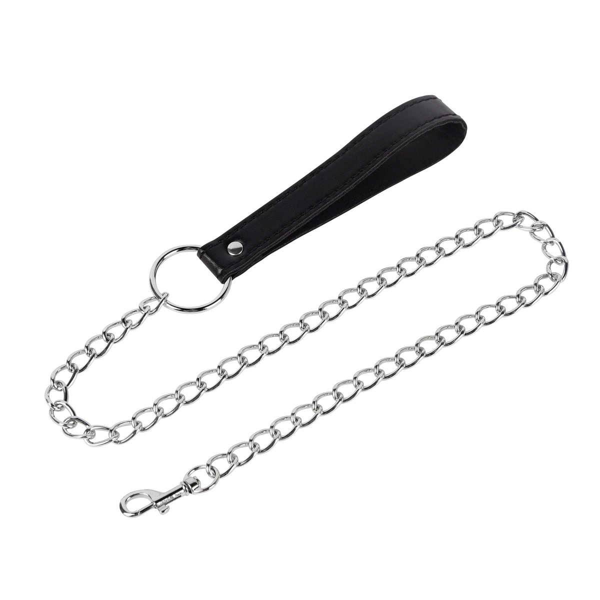 Black five-bell collar with detachable silver-tone chain leash