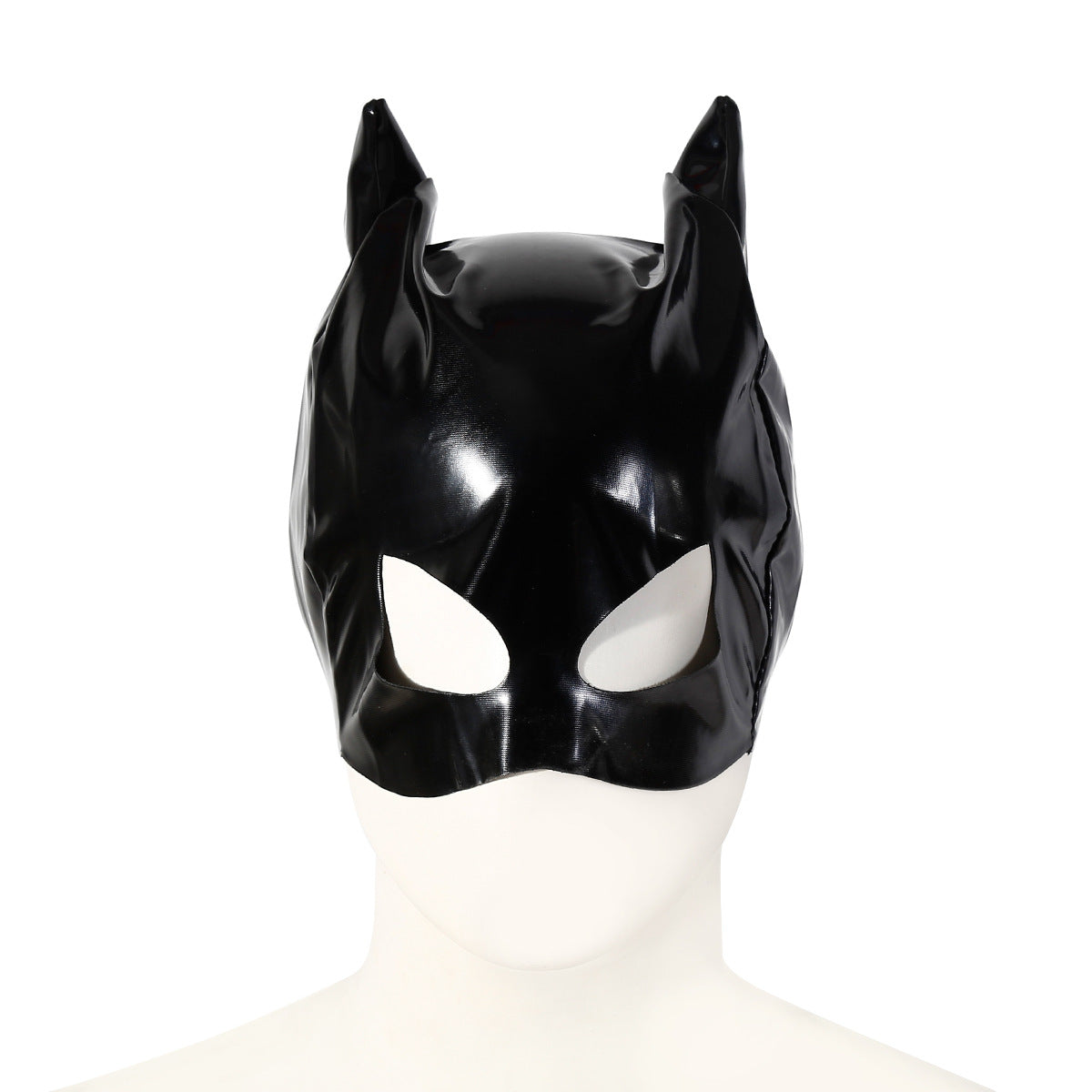 Black Glossy Cat-Ear Full Head Mask