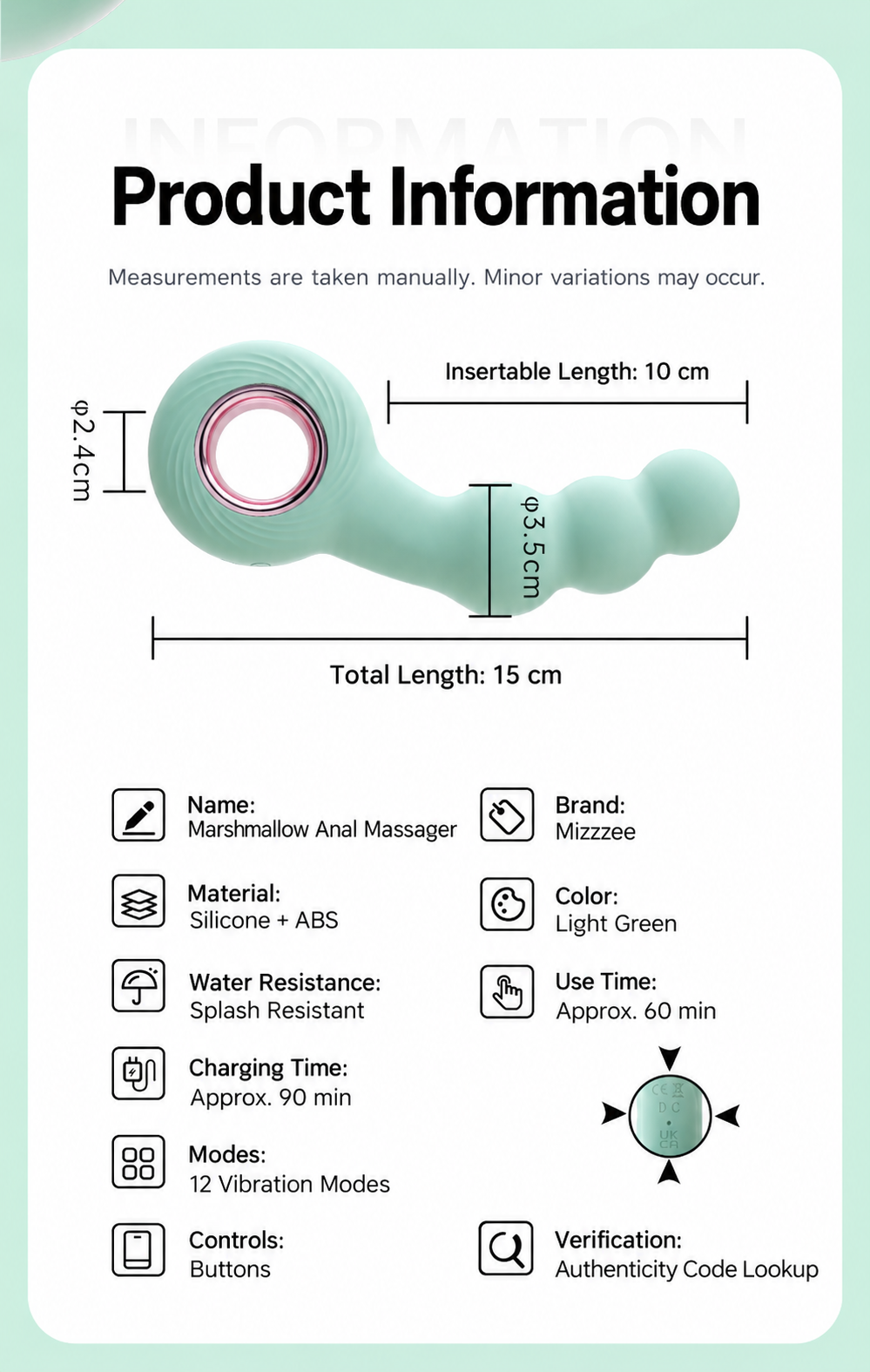 Product Information and Dimensions Specification Sheet
