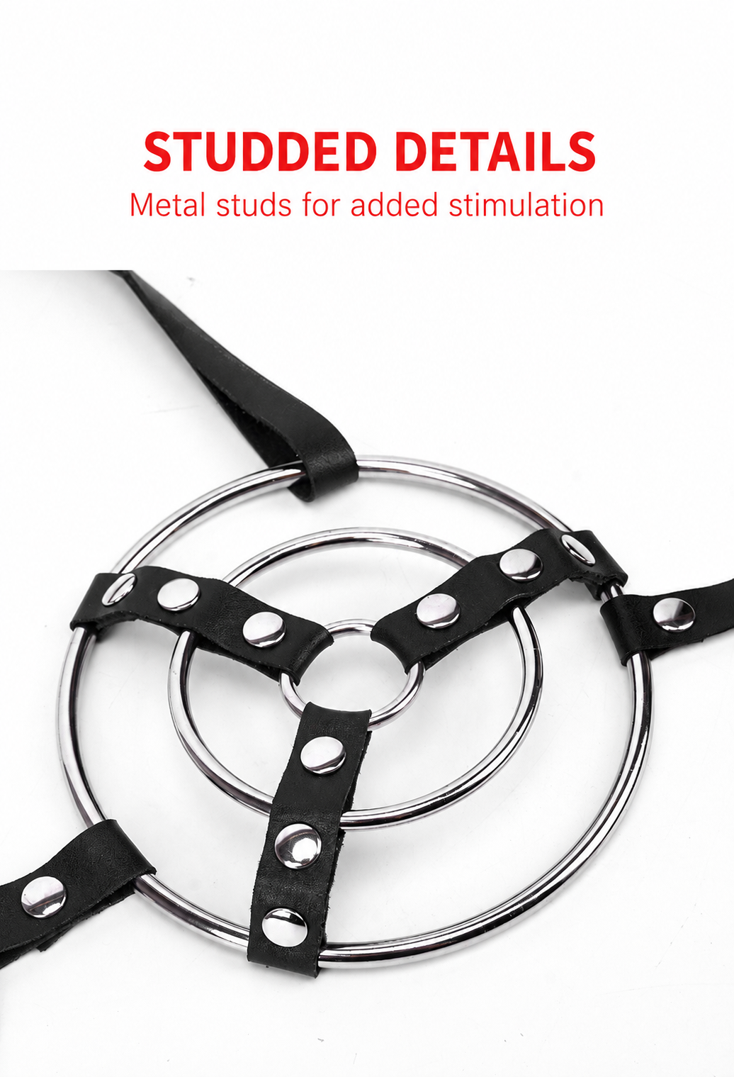 Measurement diagram showing halter strap 36 to 68 cm, ring diameters 3, 8 and 12.5 cm, and back band approximately 69 to 100 cm