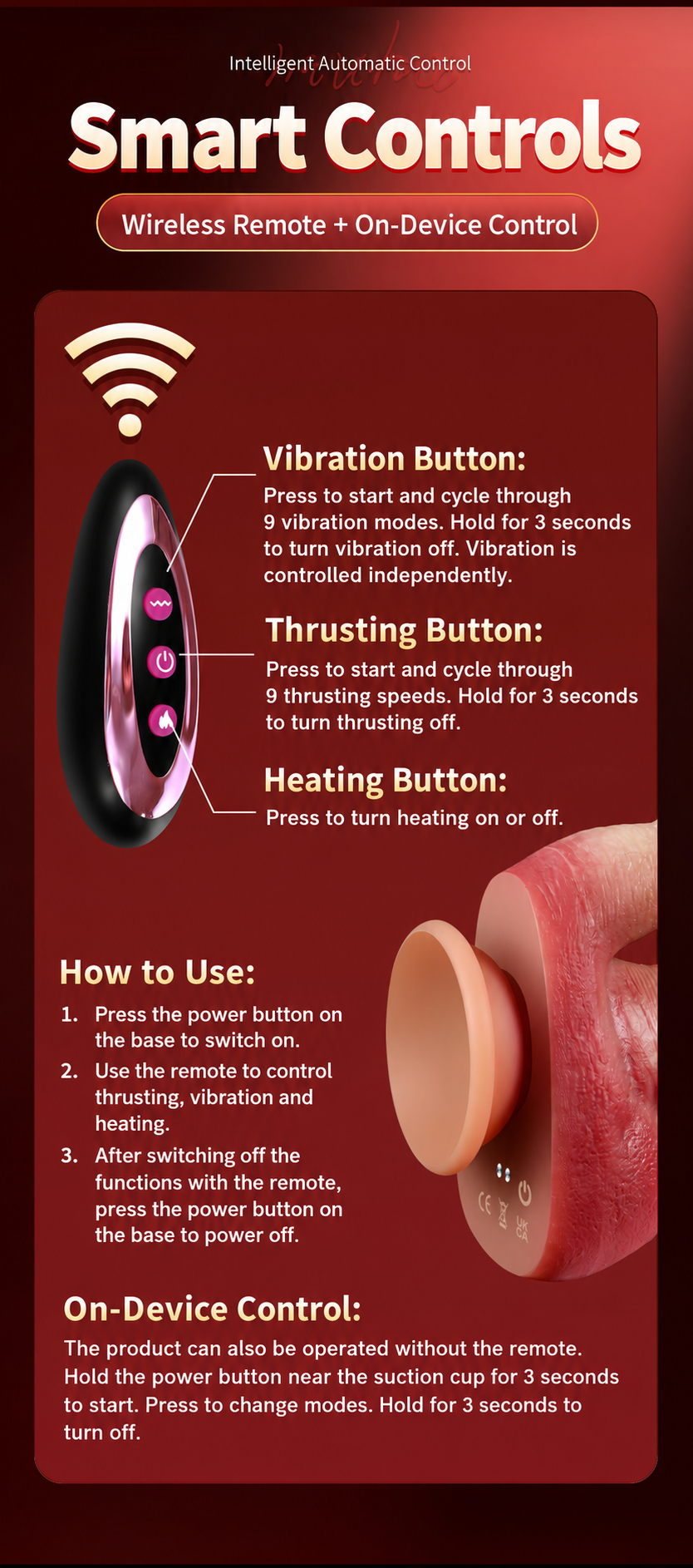 Food-Grade Liquid Silicone Realistic Heated Thrusting Dildo with Tongue & Remote