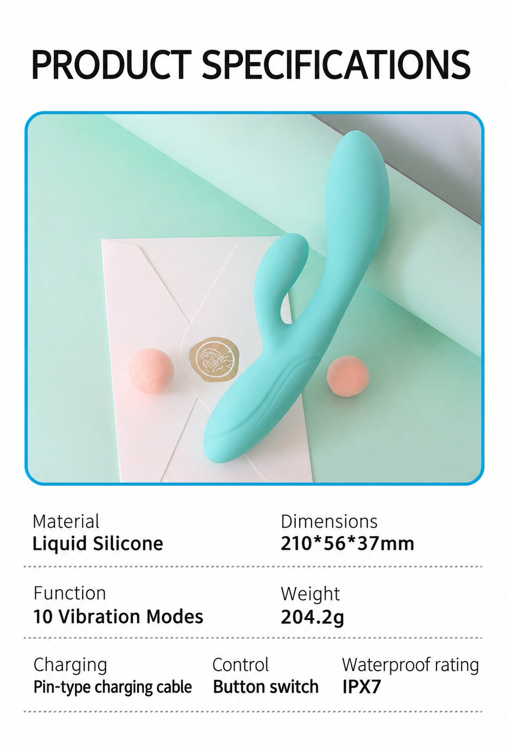 Dual-Stimulation Liquid Silicone  Vibrator - 10 Modes & IPX7 Waterproof
