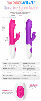 Ultra-Flexible Dual-Action Tongue Vibrator with 7 Modes & USB Charging