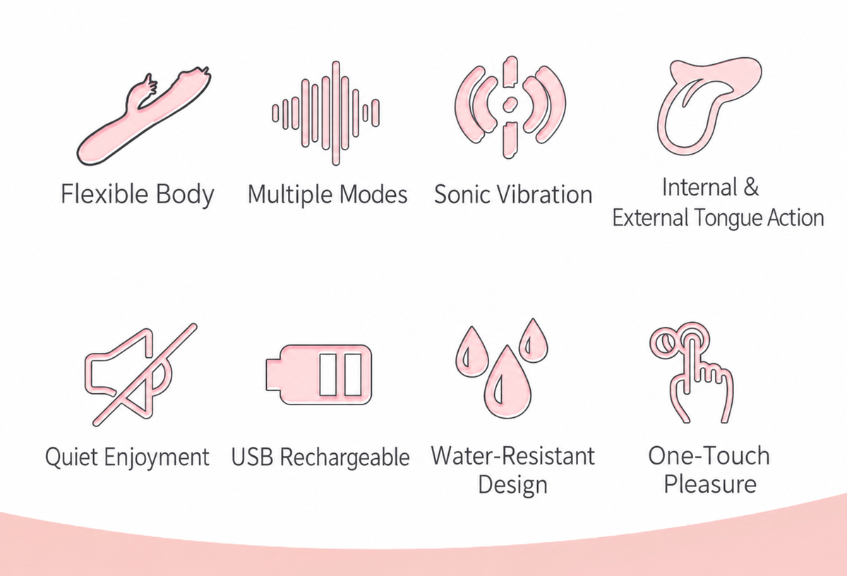 Ultra-Flexible Dual-Action Tongue Vibrator with 7 Modes & USB Charging