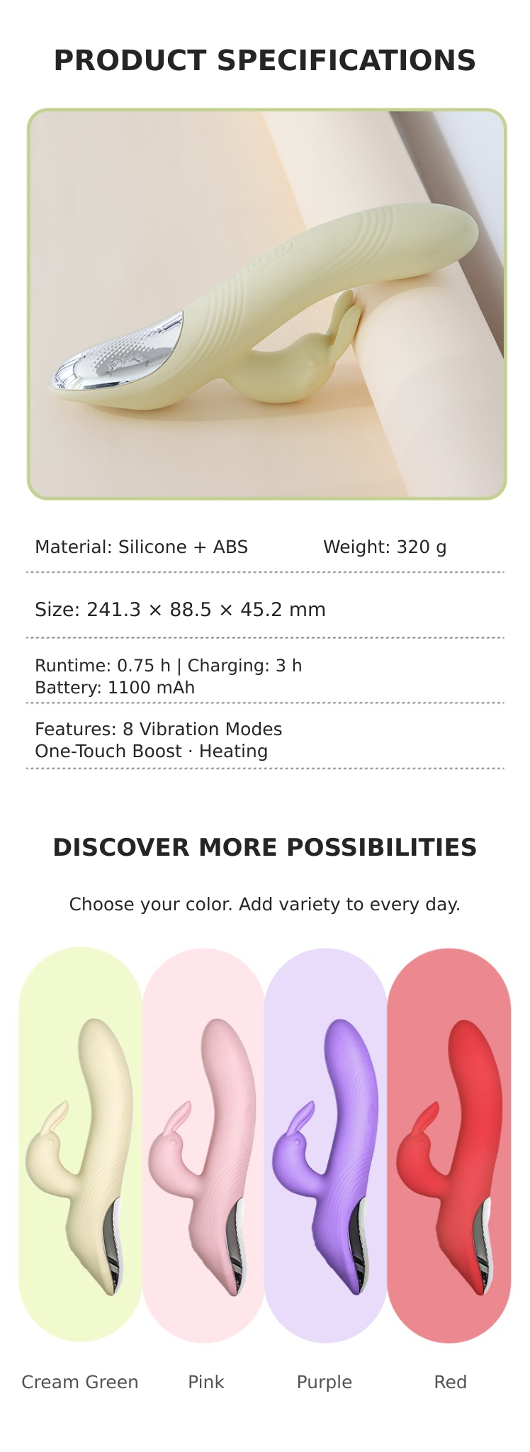 Heated Dual-Stimulation Rabbit Vibrator - 39°C Warming & Deep Tapping