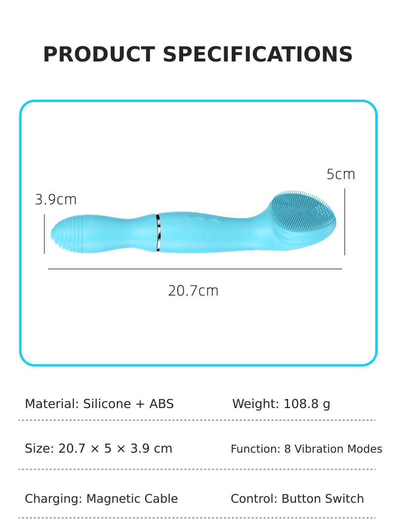 Dual-Purpose Facial Cleansing Brush & Vibrating Wand - 8 Modes