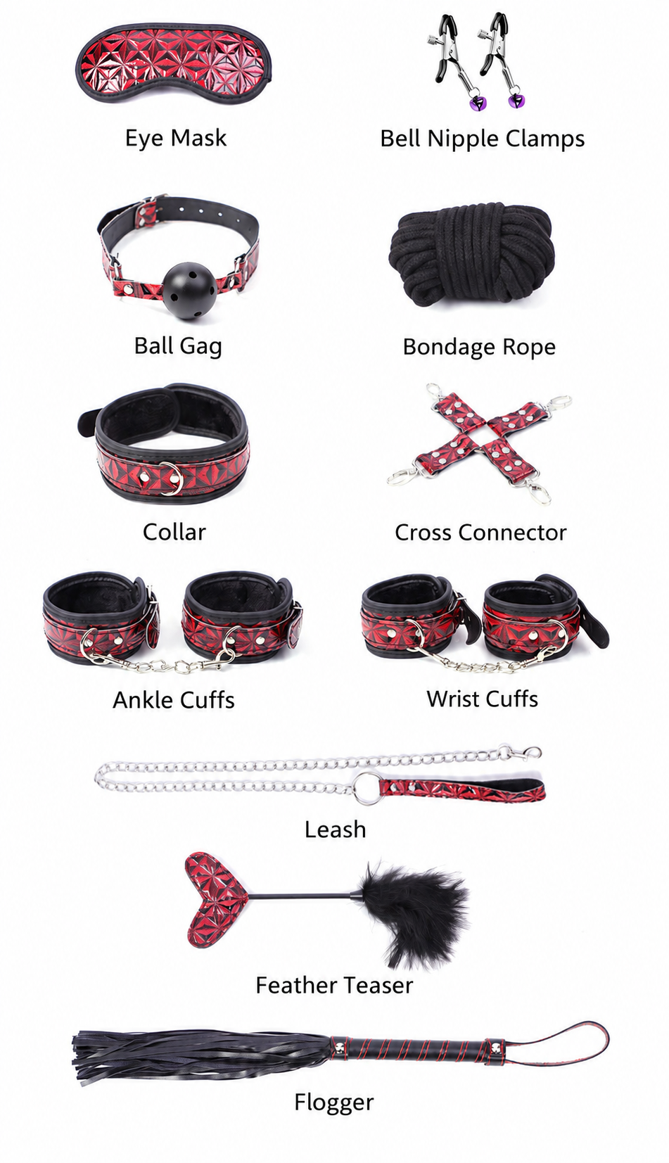 Complete Patent Leather Bondage Accessory Kit