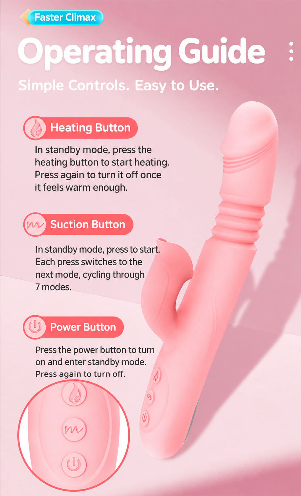 Fairy Wand Pink Heated Thrusting Vibrator