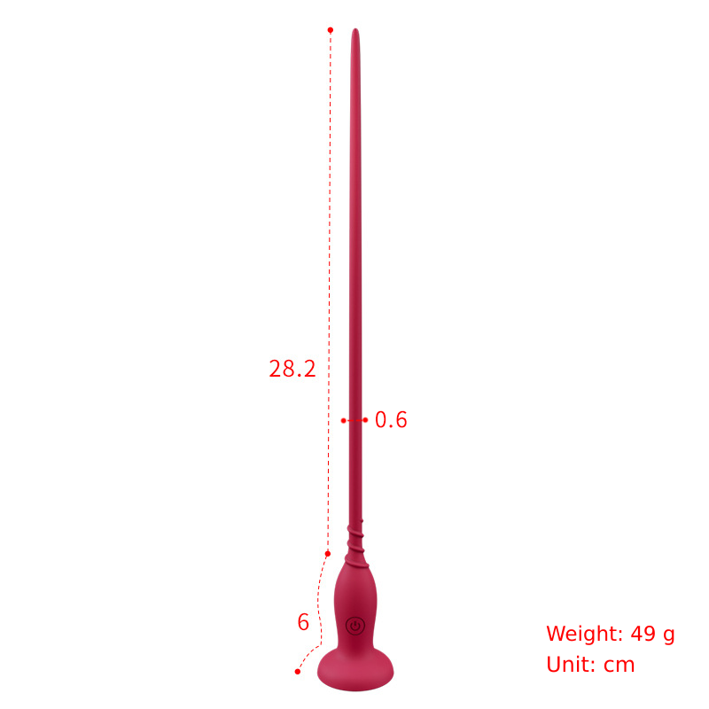 Flexible Vibrating Silicone Urethral Sound with Strong Suction Base - 10 Modes