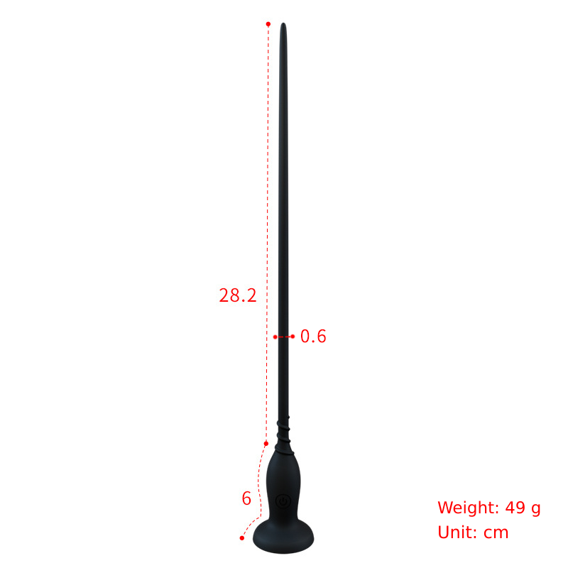 Flexible Vibrating Silicone Urethral Sound with Strong Suction Base - 10 Modes