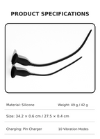 Flexible Vibrating Silicone Urethral Sound with Strong Suction Base - 10 Modes
