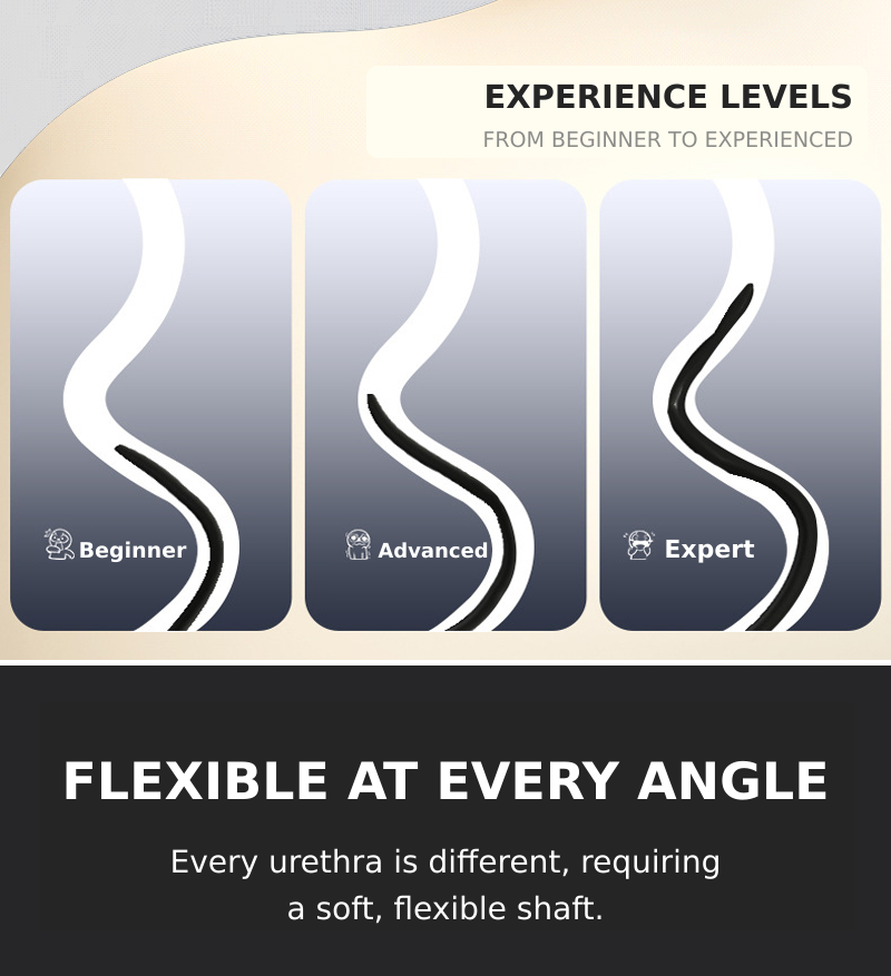 Flexible Vibrating Silicone Urethral Sound with Strong Suction Base - 10 Modes
