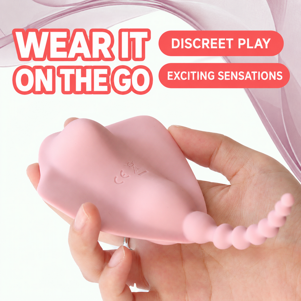 Discreet Wearable Silicone Vibrator with Beaded Tail