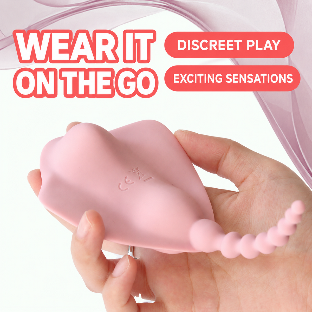 Discreet Wearable Silicone Vibrator with Beaded Tail