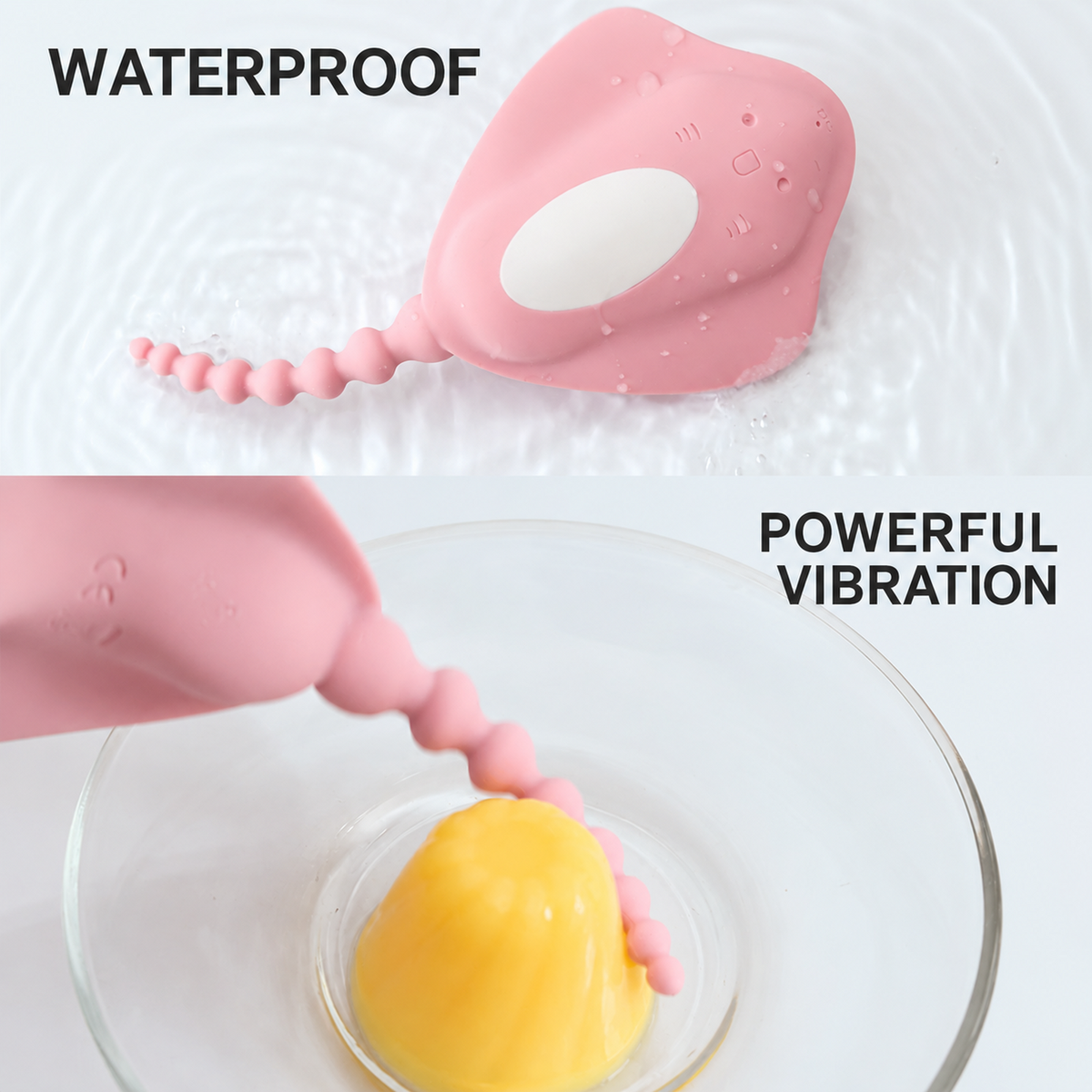 Discreet Wearable Silicone Vibrator with Beaded Tail