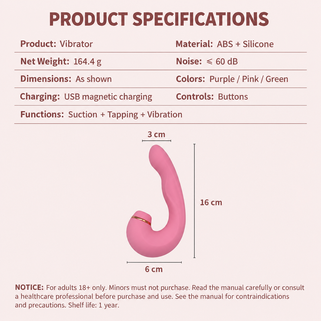 Wearable Dual Stimulation Vibrator | Suction, Tapping & Heating